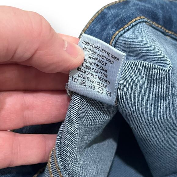 John Mark Jeans Womens 14 Crop Wide Leg Frayed Hem Blue Jeans Patch Pockets - Picture 5 of 10